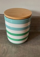 1 x Flying Fox canister stripe Blue Green wood lid VGC has issue read 1st