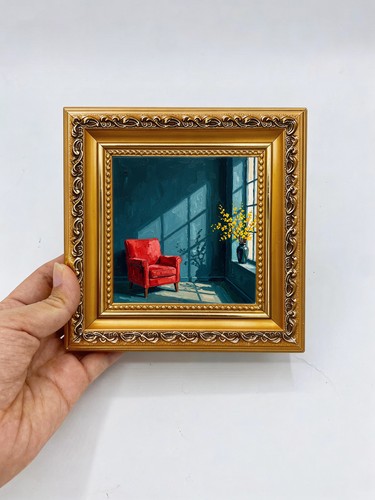 Red armchair dark teal - armchair,