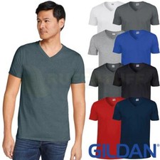 Gildan V-Neck T-Shirt Mens Short Sleeve Plain Ringspun Cotton Softstyle Tee Top