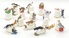 Bone China Cat Thimble  3-D