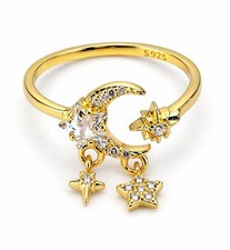 Gold Moon Star Ring Adjustable