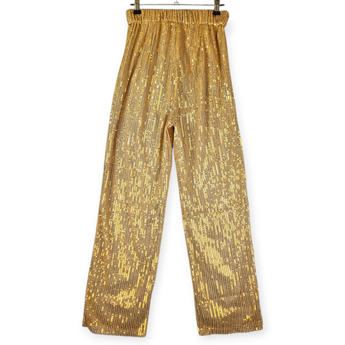 Gold sequin trousers flared - gold,
