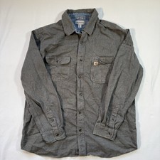 Carhartt Shirt Mens XL Relaxed Fit Grey Long Sleeve Button Up