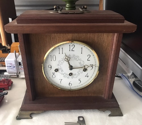 Vtg franz hermle mantle clock - vtg,