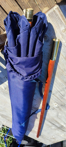 Blue wooden garden parasol - wooden,