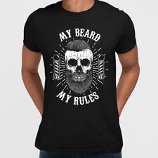My Beard My Rules Cool Hipster Beard Bike Skull Mens Black White & Grey T-shirt
