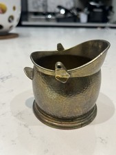 Antique Mini Brass Coal Log Scuttle Bucket Decorative
