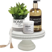 White Wash Display Wood Riser, 8.25inch Shabby Chic Pedestal Tray Decor with ...
