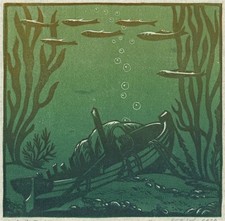 Bernard Sleigh (1872-1954) Pencil Signed Woodcut - Under The Sea