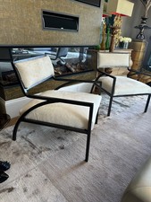 Pair of Ex Showhome Bernhardt Osaka Cream cowhide fur armchair rrp £5498