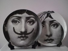 2 vintage Piero Fornasetti plates - Lina Cavalieri Tema e Variazioni No. 21 & 24