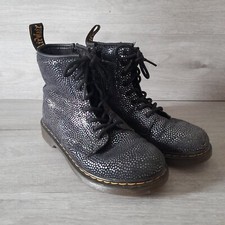 Dr Martens Black Holographic Polka Dot Spots Girls Boots UK Size 2 Doc Martin