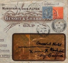 France ADVERT Cover *Beaford Devon* Forwarded Bedford WHEAT FLOUR 1928 DD138