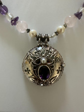 Shankari 18" Locket Necklace with amethyst and Pearls