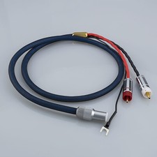 6N OCC Silver Shield RCA to 5-Pin DIN Audio Phono Tonearm Cable with Ground Wire