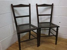 PAIR SOLID MAHOGANY BAR BACKED VICTORIAN HALL / BEDROOM CHAIR's, TURNED SUPPORTS