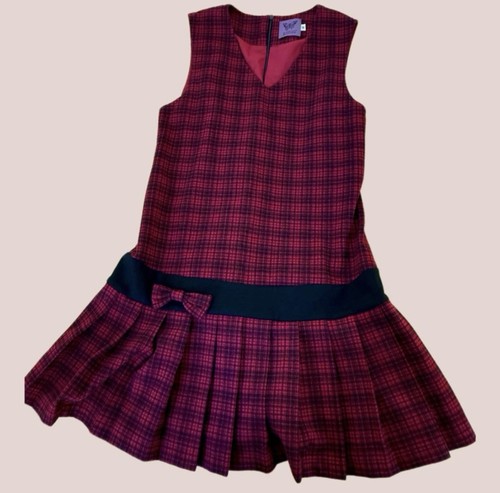 Red plaid dress - red,