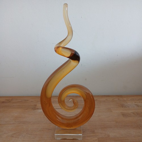 Amber blown glass abstract - amber,