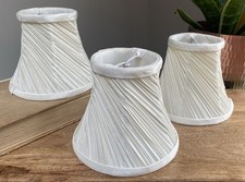 Laura Ashley Set Of 3 Clip On Lampshades Light Shades Ivory Vintage Pleated