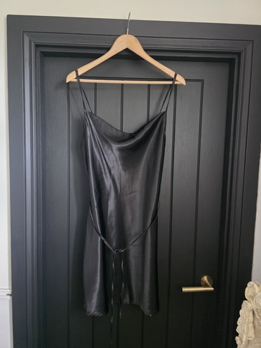 Cider black strappy satin cowl - black,