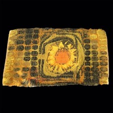 Vintage Rya Rug 60s 70s Orange Green Abstract Modernist Sun MCM - Wall Hanging