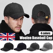 Mens Plain Wool Blend Baseball Cap Winter Warm Golf Hat Adjustable Snapback Hats
