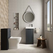Deco Cloakroom Bathroom Suite Soft Black & Black Finishing Sink Toilet