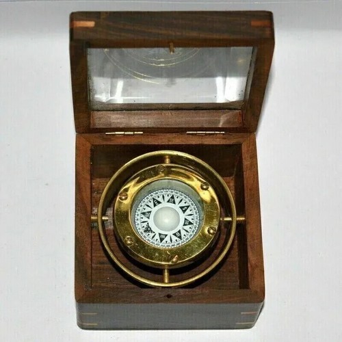 Nautical antique brass compass - nautical,