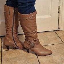 Women's Brown Leather Knee