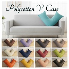 V Shaped Pillowcases Plain Dyed Polycotton Covers Back Neck Body Support 74x34cm