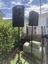 2x PA Speakers With Stands 160w /80rms Passive  Use As Monitor Wedge Jack Input