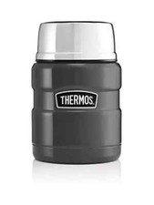 Thermos 470ml Stainless Steel Gun Metal Hot Cold Travel Food Flask