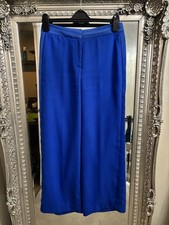 Boden Women’s Cobalt Blue Side Stripe Silky Wide Leg Tailored Trousers 10 R
