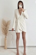 Zara Ecru White Draped Blazer
