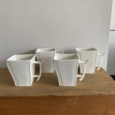 Malacasa Flora Mugs  x 4 Cup Tea Coffee Ivory White Rectangle Espresso 200ml