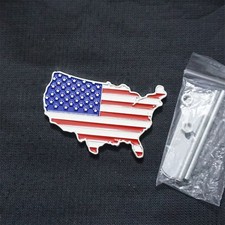 1x USA Map Glossy Flag Metal