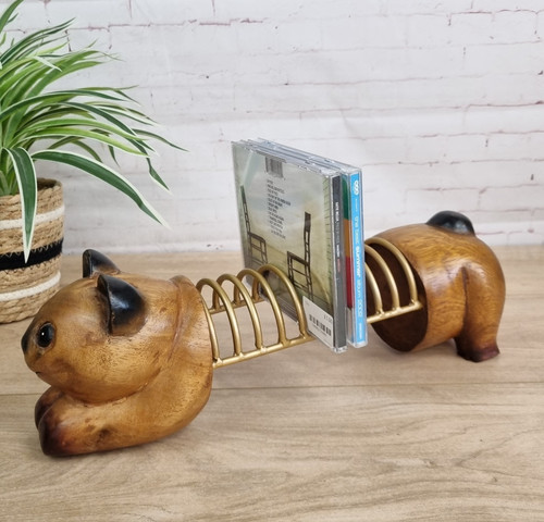 Wooden carved cat - wooden,