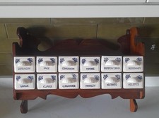 Vintage wooden spice rack with