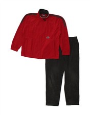 VINTAGE Mens Full Tracksuit Large Red Colourblock Polyester DO10
