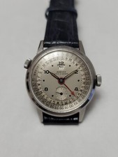 Vintage 1940's Harvel Date-O-Graph Triple Date Calendar  Stainless Steel Watch