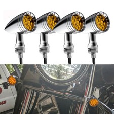 4x Chrome Amber Motorcycle LED