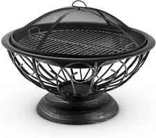 Large Outdoor Fire Pit BBQ Grill Bowl 75cm Steel Garden Heater Fireplace Safe