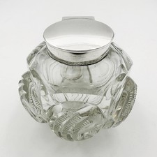 INKWELL STERLING SILVER & GLASS GEORGE V Birmingham 1916 John Grinsell & Sons