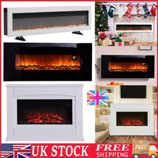 Large Electric Fire Stove Surround Log Fireplace LED Flames Mantle Suite +Remote