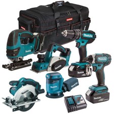 Makita MAKWOOD6PC 18V LXT 6 Piece Carpentry Tool Kit 3 x 5.0Ah Battery & Charger