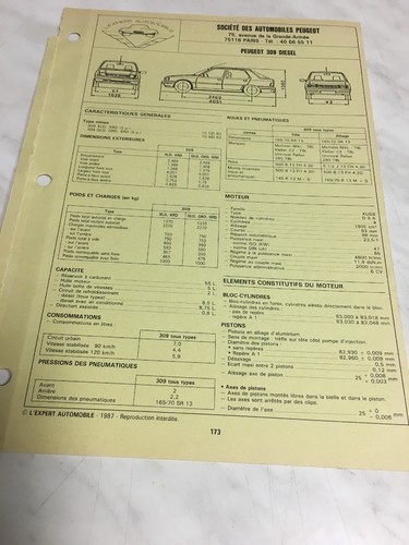 Automobile technical sheet - technical,
