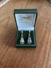 Vintage 9ct Gold Aurora Borealis Lightweight Drop Earrings