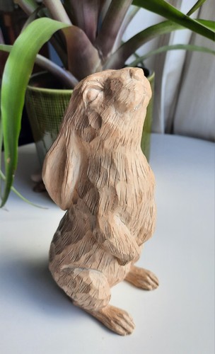 Moon gazing hare figure - moon, faux
