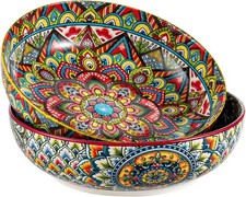 Henten Home Pasta Plate Set, Soup Plates/Colourful Deep Plates Set of 2, 50oz M