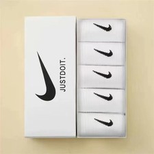 Nike Men's Socks (JUST DO IT), 5-pair pack, brand-new, slightly thin, sizes 5-8.